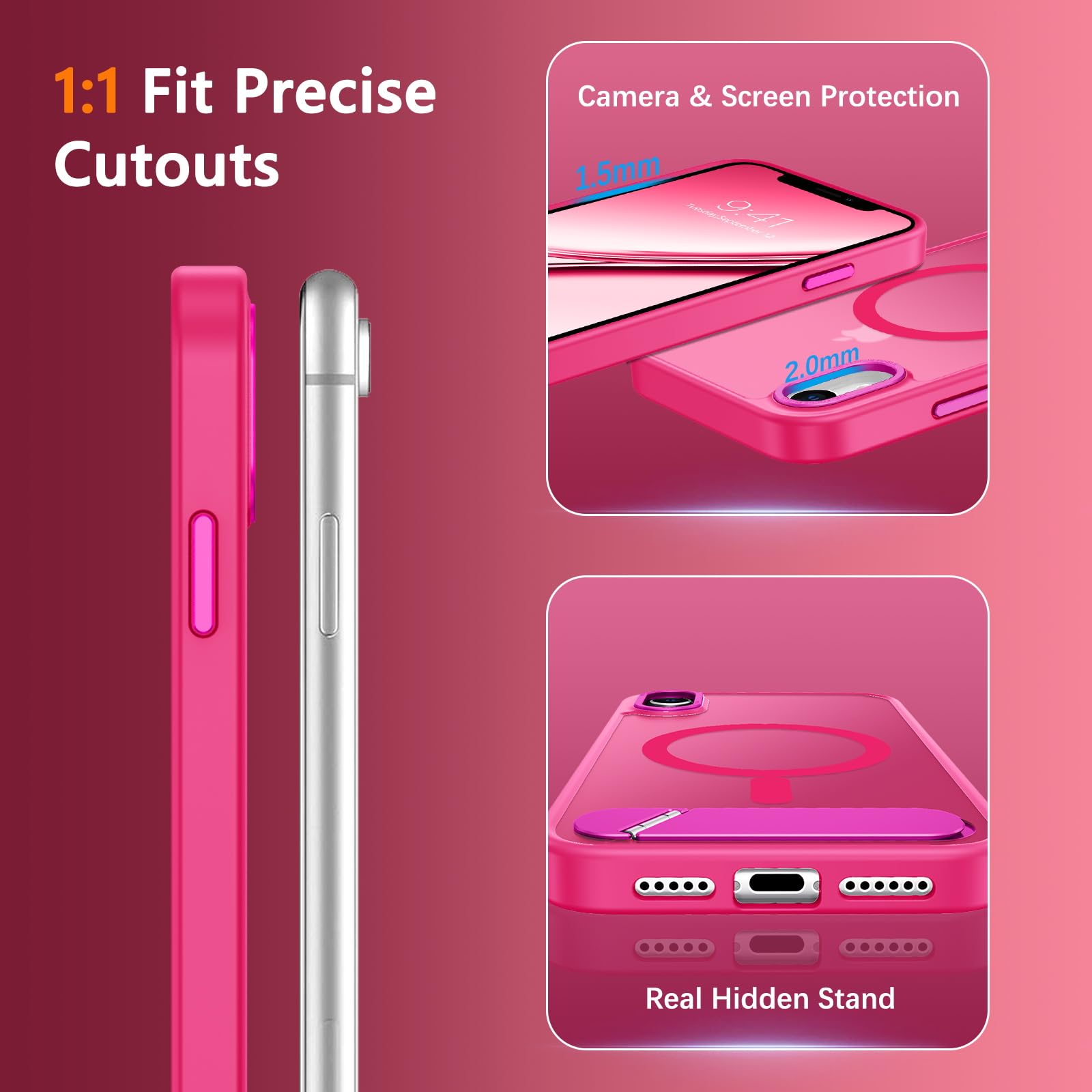 Guagua For Iphone Xr Case With Stand, Magnetic Cases With Foldable Invisible Stand Translucent Matte Back Slim Protective Shockp